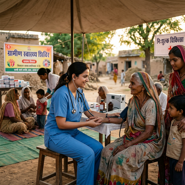 Healthcare worker providing medical care